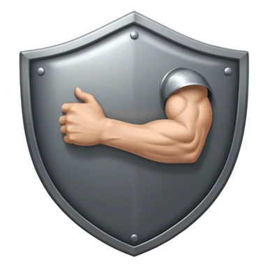 Steel gray shield with bicep flex icon sticker