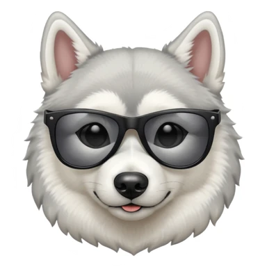 white/grey husky dog with black sunglasses sticker