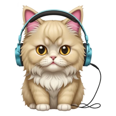 persian cat with headphones hidding knife sticker