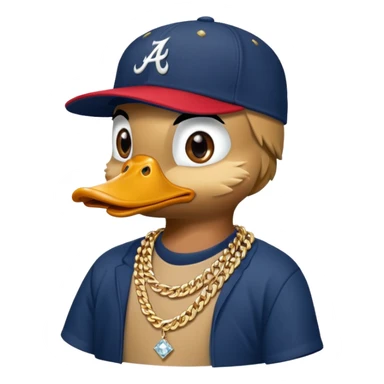thug duck with Atlanta braves cap and diamond gold chain sticker