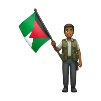 a man holding palestine flag sticker