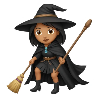 Bruja en escoba sticker