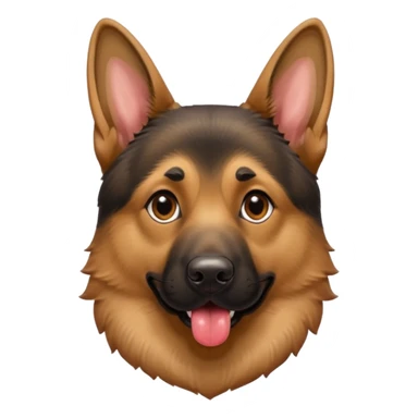 A German Shepard with its tongue out a little sticker