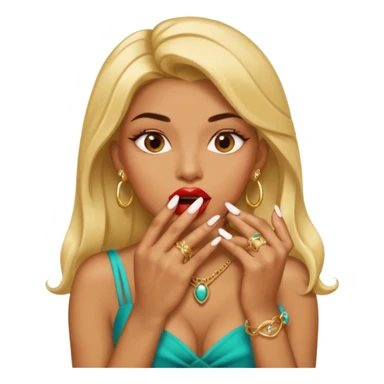 Big lips long nails bestie circle head biting her 1 nail sticker