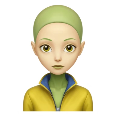 Lady Alien with yellow jacket, Half body, no hair. sticker