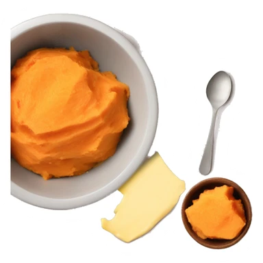 mashed sweet potatoes in a bowl with butter on top sticker