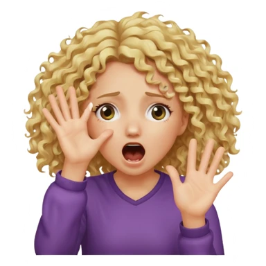 Emoji di ragazza bionda riccia che urla e mette una mano ben aperta in faccia davanti gli occhi sticker