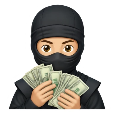 Ninja holding money sticker