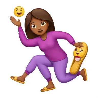 a cartoon mom in mid-throw with a slipper, emoji style sticker