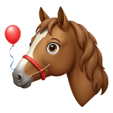 A horse inhaling a balloon sticker