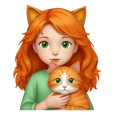 A little girl holding a orange cat sticker