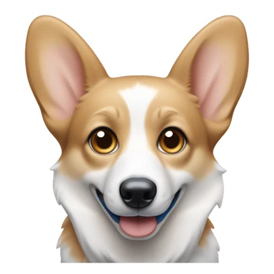 skinny tan and white corgi with bright blue eyes and pointy ears sticker