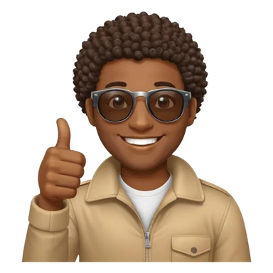 African Black tribal man with curly hair wearing sunglasses smiling thumbs up sticker