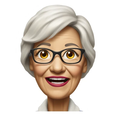 3d hyper realistic senior woman painting  sticker