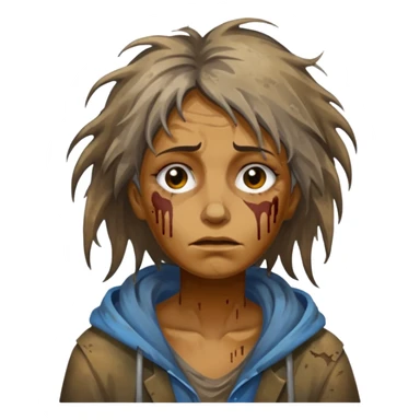 very dirty looking homeless woman very very dirty and smelly looking face only, not old with stains everywhere and messy hair and lots of stains on face ugly sticker