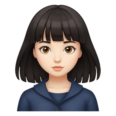 Girl with dark hair wispy bangs sticker