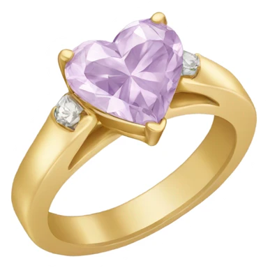Gold engagement ring with light purple heart diamond  sticker