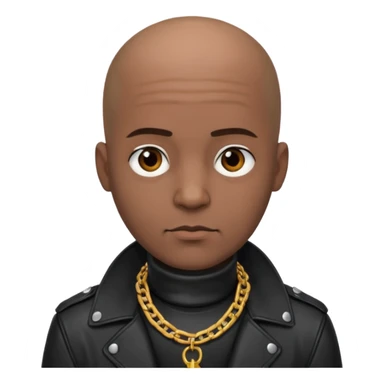 Bald dark leather clad guy wearing thick heavy chain collar sticker