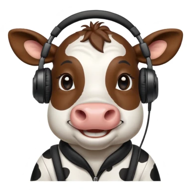 smiling cow with black headphones sticker