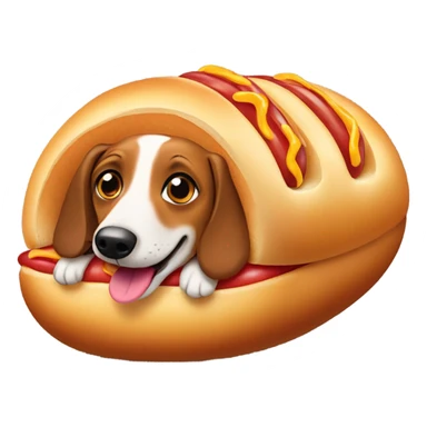 Weiner dog in a hot dog bun sticker