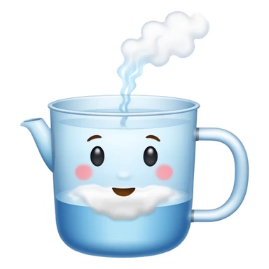 a cup of hot water with steam lines, minimal and clean sticker