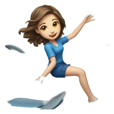 girl with brown hair and blue eyes riding a dolphin sticker