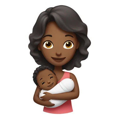 A mom holding her new born son that is blonde and happy and the mom has dark hair her skin is brown and her son's skin is white sticker