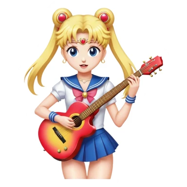 Sailor moon playing guitar  sticker