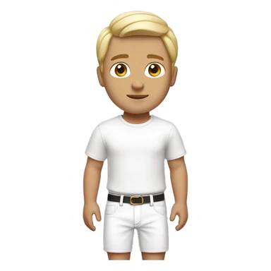  Boy with a Blonde/ Brown middle part hair. White prada t-shirt and white short pants sticker