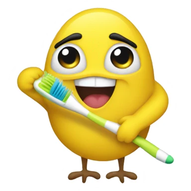canary with tooth brush sticker