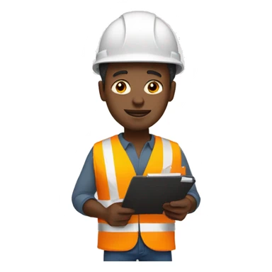 Black man with a hard hat and clipboard  sticker