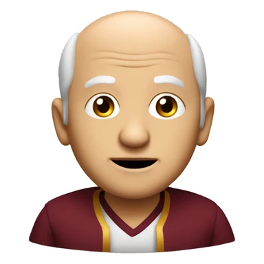 short little round old man balding with big belly in maroon and gold clothing sticker