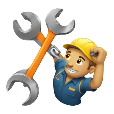 mechanic with wrench smiling sticker