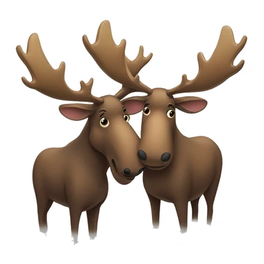 male and female moose hugging sticker