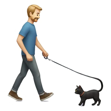 man walking a cat on a leash sticker