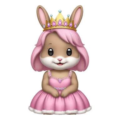 Bunny emoji + tiara + pink dress + happy sticker