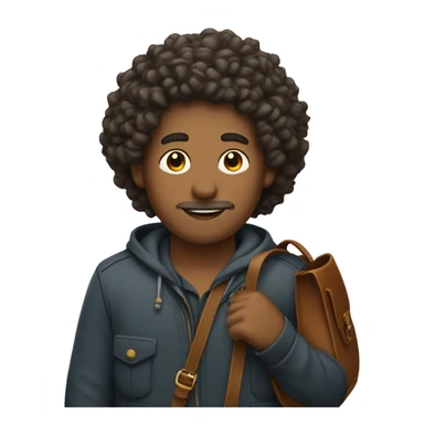man with curly hair and handbag sticker