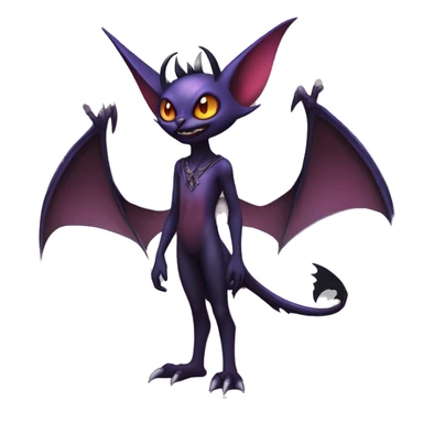  Anthro Kawaii Edgy Cool Vampiric Demonic Beautiful Noivern-Noibat-Litten with big Bat Ears full body sticker