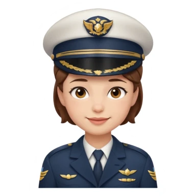 pilot wearing a captain hat, sheepish apologetic smile, small blush cheeks, giving a gentle salute, sticker