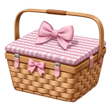 picnic basket with a light pink bow sticker