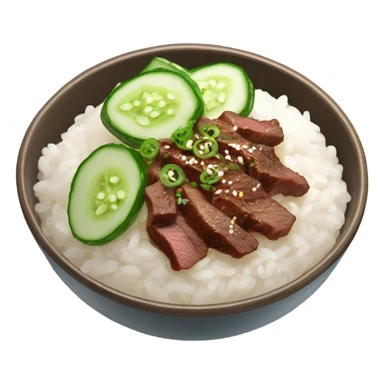 Korean beef rice bowl with cucumbers sticker