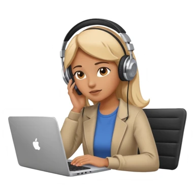 super busy female looking at the laptop and headphones do not disturb sticker
