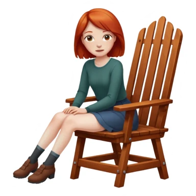 Naked red haired girl with freckles and large tits no clothes no bra no panties full body and a pussy sitting in a chair with legs spread sticker