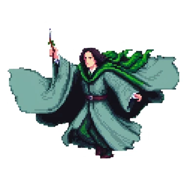 Snape with billowing robes chasing Harry Potter sticker