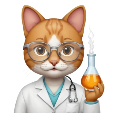 cat researcher with glasses and a lab coat emoji sticker
