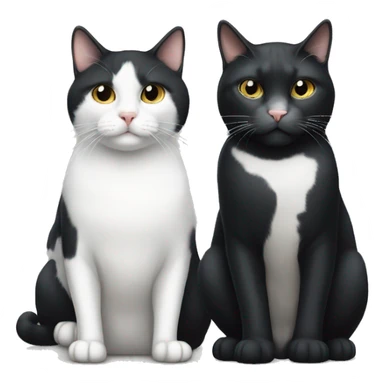 Large tuxedo cat with a spot on his nose and small white cat with grey spots sitting next to each other  sticker