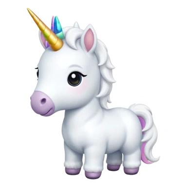 baby white unicorn, chibi full body sticker