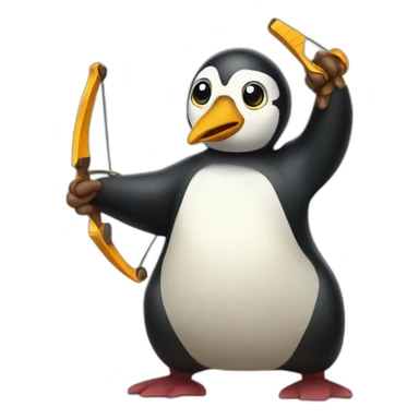Humanoid penguing with slingshot sticker