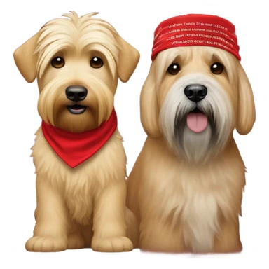 Real President Donald trump with a wheaten terrier wearing a red bandana sticker