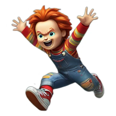 Chucky jumping into a pool from a trampoline sticker